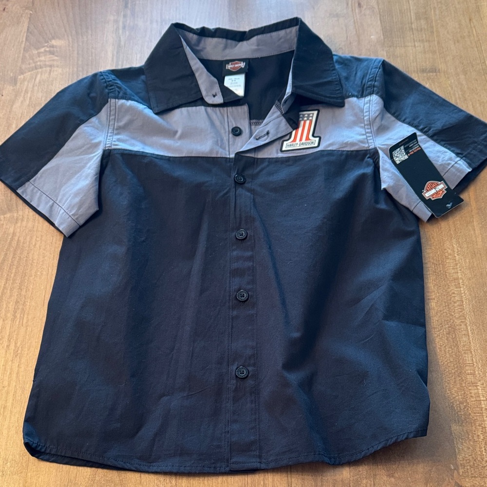 Harley-Davidson Kids Black and Gray Button-Down Shirt